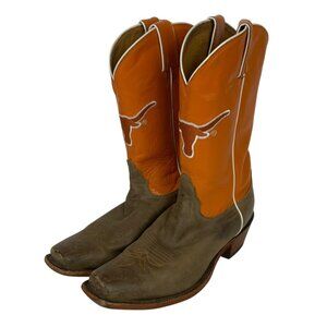 Tony Lama Womens Texas Longhorns Western Boots Orange Brown Suede Leather 9.5 B